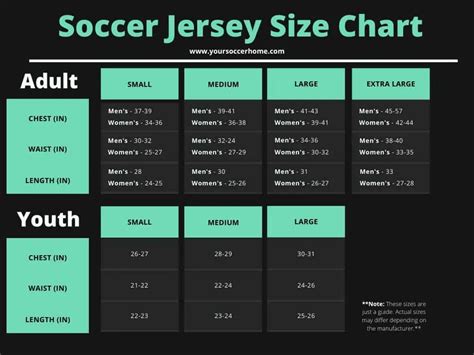 soccer jersey number size chart.